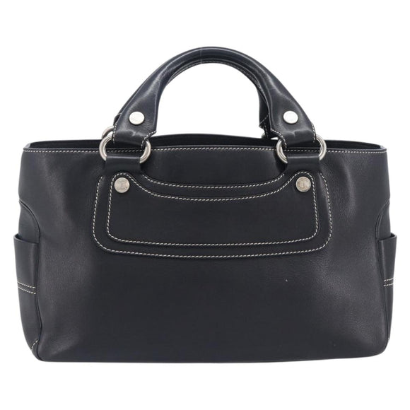CELINE Boogie Bag Hand Bag Leather Black Silver Auth 207917A