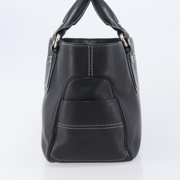CELINE Boogie Bag Hand Bag Leather Black Silver Auth 207917A
