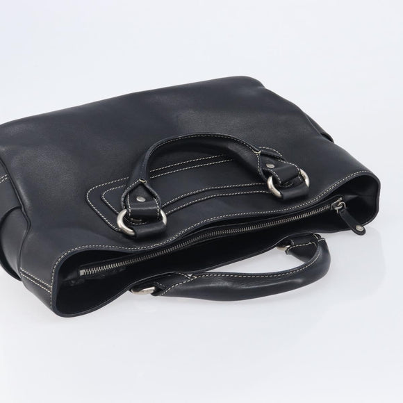CELINE Boogie Bag Hand Bag Leather Black Silver Auth 207917A