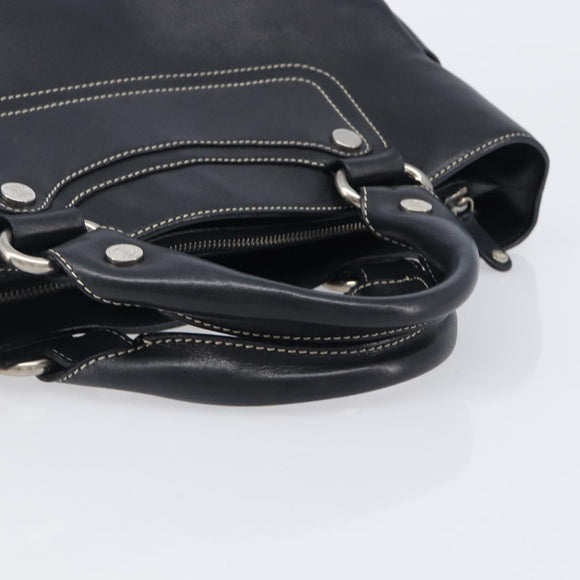 CELINE Boogie Bag Hand Bag Leather Black Silver Auth 207917A