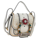 Miu Miu Shoulder Bag Leather White Gold Auth 207918M-1