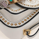 Miu Miu Shoulder Bag Leather White Gold Auth 207918M-14