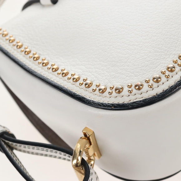 Miu Miu Shoulder Bag Leather White Gold Auth 207918M