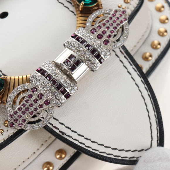 Miu Miu Shoulder Bag Leather White Gold Auth 207918M