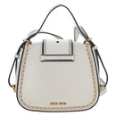 Miu Miu Shoulder Bag Leather White Gold Auth 207918M-3