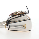 Miu Miu Shoulder Bag Leather White Gold Auth 207918M-4