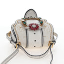 Miu Miu Shoulder Bag Leather White Gold Auth 207918M-6