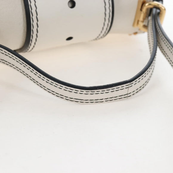 Miu Miu Shoulder Bag Leather White Gold Auth 207918M