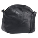 CELINE Macadam Shoulder Bag Leather Black Gold Tone Auth 207920A-1