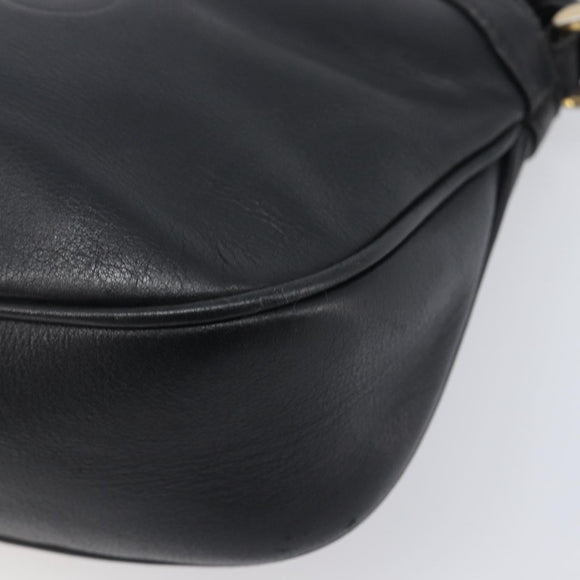 CELINE Macadam Shoulder Bag Leather Black Gold Tone Auth 207920A