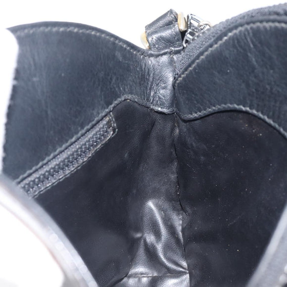 CELINE Macadam Shoulder Bag Leather Black Gold Tone Auth 207920A