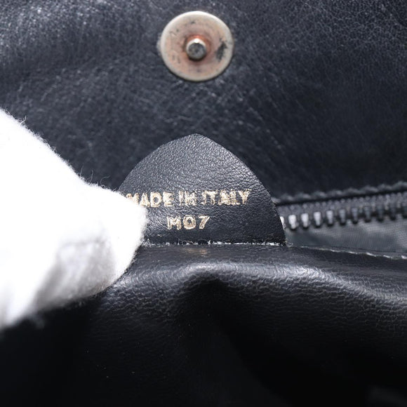CELINE Macadam Shoulder Bag Leather Black Gold Tone Auth 207920A