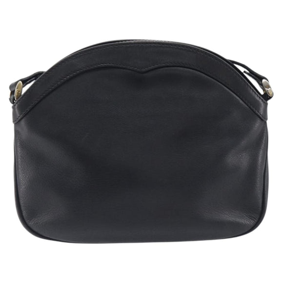 CELINE Macadam Shoulder Bag Leather Black Gold Tone Auth 207920A