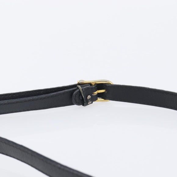 CELINE Macadam Shoulder Bag Leather Black Gold Tone Auth 207920A