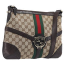 GUCCI GG Canvas Web Sherry Line Interlocking G Shoulder Bag 131033 Auth 207927A-1