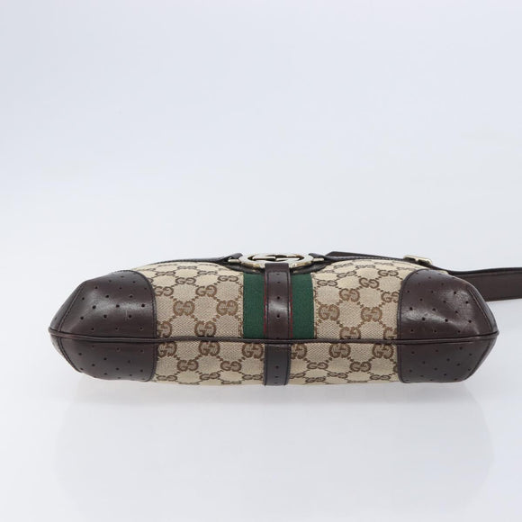 GUCCI GG Canvas Web Sherry Line Interlocking G Shoulder Bag 131033 Auth 207927A