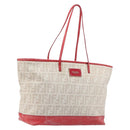 FENDI Zucca Canvas Tote Bag Beige Red 8BH185 Auth 207928-1