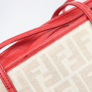 FENDI Zucca Canvas Tote Bag Beige Red 8BH185 Auth 207928-22