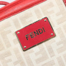 FENDI Zucca Canvas Tote Bag Beige Red 8BH185 Auth 207928-24