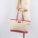 FENDI Zucca Canvas Tote Bag Beige Red 8BH185 Auth 207928-31