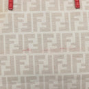 FENDI Zucca Canvas Tote Bag Beige Red 8BH185 Auth 207928-4