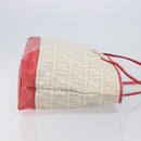 FENDI Zucca Canvas Tote Bag Beige Red 8BH185 Auth 207928-5