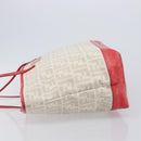 FENDI Zucca Canvas Tote Bag Beige Red 8BH185 Auth 207928-6
