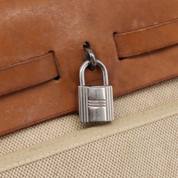 HERMES Herbag PM Hand Bag Canvas Black Auth 207970