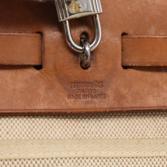 HERMES Herbag PM Hand Bag Canvas Black Auth 207970