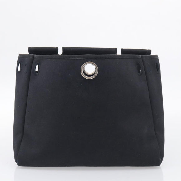 HERMES Herbag PM Hand Bag Canvas Black Auth 207970