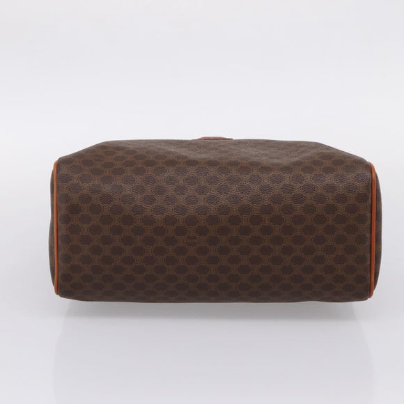 CELINE Macadam Canvas Boston Bag PVC Leather Brown Gold Auth 207973A