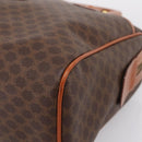 CELINE Macadam Canvas Boston Bag PVC Leather Brown Gold Auth 207973A-11