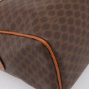 CELINE Macadam Canvas Boston Bag PVC Leather Brown Gold Auth 207973A-12