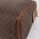 CELINE Macadam Canvas Boston Bag PVC Leather Brown Gold Auth 207973A-13