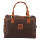 CELINE Macadam Canvas Boston Bag PVC Leather Brown Gold Auth 207973A-2