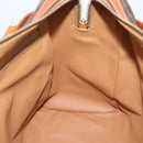 CELINE Macadam Canvas Boston Bag PVC Leather Brown Gold Auth 207973A-20