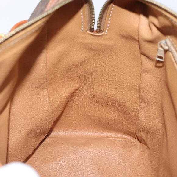 CELINE Macadam Canvas Boston Bag PVC Leather Brown Gold Auth 207973A