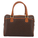 CELINE Macadam Canvas Boston Bag PVC Leather Brown Gold Auth 207973A-3