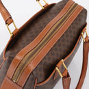 CELINE Macadam Canvas Boston Bag PVC Leather Brown Gold Auth 207973A-6