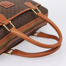 CELINE Macadam Canvas Boston Bag PVC Leather Brown Gold Auth 207973A-7