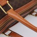 CELINE Macadam Canvas Boston Bag PVC Leather Brown Gold Auth 207973A-8
