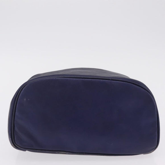 LOEWE Chain Hand Bag Leather Navy Gold Auth 207974
