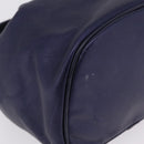 LOEWE Chain Hand Bag Leather Navy Gold Auth 207974-9