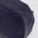 LOEWE Chain Hand Bag Leather Navy Gold Auth 207974-15