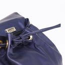 LOEWE Chain Hand Bag Leather Navy Gold Auth 207974-18