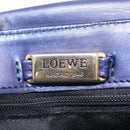 LOEWE Chain Hand Bag Leather Navy Gold Auth 207974-19