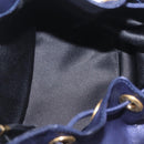 LOEWE Chain Hand Bag Leather Navy Gold Auth 207974-20