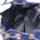 LOEWE Chain Hand Bag Leather Navy Gold Auth 207974-22