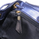 LOEWE Chain Hand Bag Leather Navy Gold Auth 207974-23