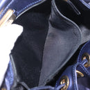 LOEWE Chain Hand Bag Leather Navy Gold Auth 207974-24